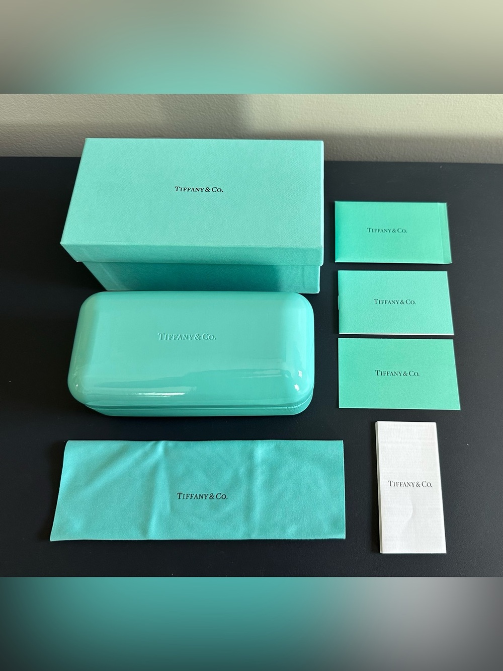 Tiffany Box, Hard Shell Sunglasses Case, Cleaning Cloth & Papers - Authentic